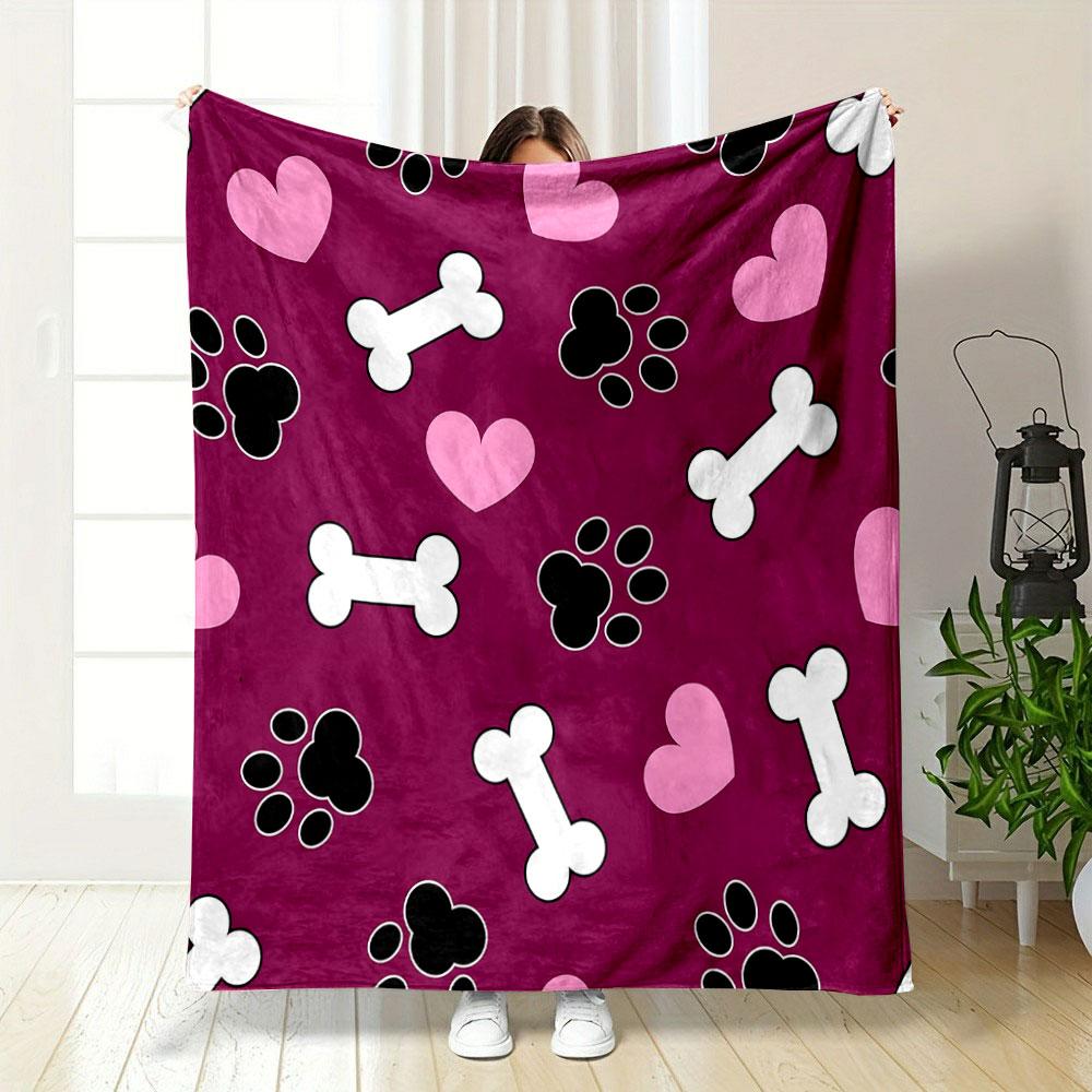 Paws and Hearts Pattern Blanket print blanket soft and cozy perfect for the living room bed sofa or a nap,gift