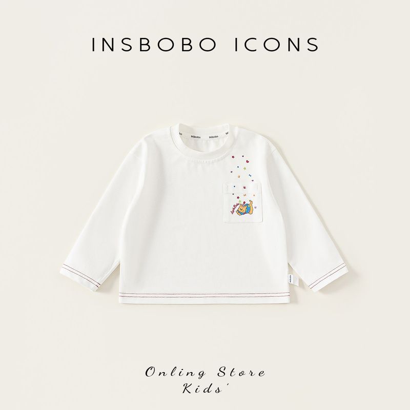 Insbobo Children s Base Layer Shirt 2026 Spring Girls T-Shirt Baby Top Boys New White Long-Sleeve Clothing White 80