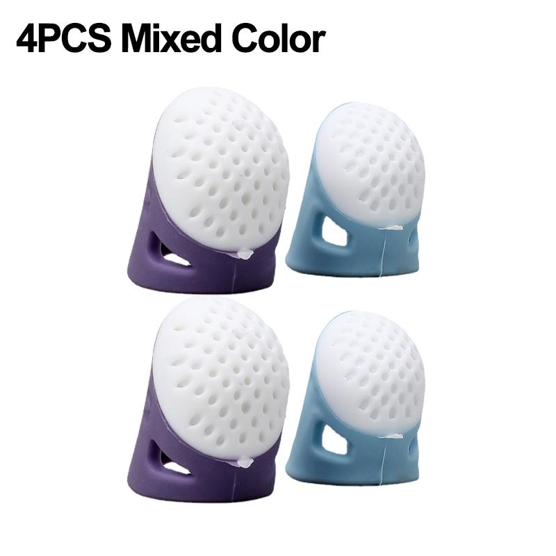 4/1PCS Thimbles Anti-stick Finger Cover Silicone Hollowed Sewing Finger Protector Sleeve DIY Needle Sewing Tools Accessories