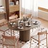 Extendable Dining Table for 6-8, 110-150 cm, Oval, Round Central Base, Walnut