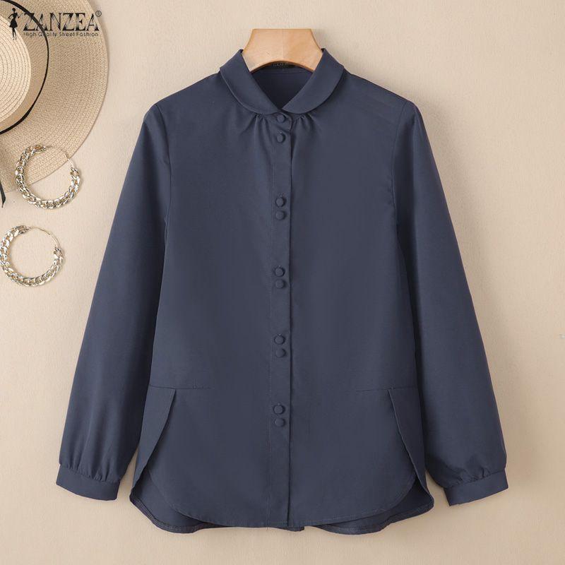 ZANZEA Women Solid Color Loose Casual Long Sleeve Blouse