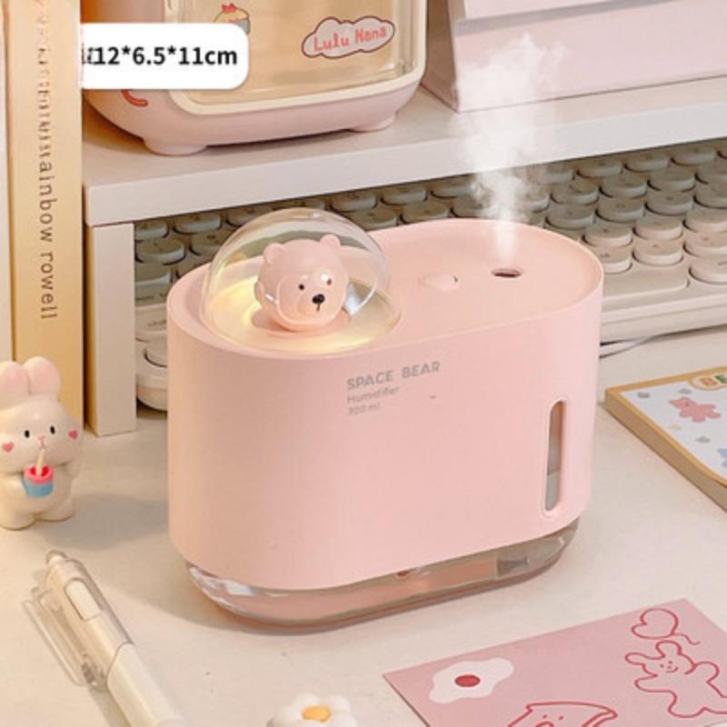 

Увлажнитель воздуха в виде мультяшного медведя для студенческого общежития, спальни, рабочего стола, маленький, бесшумный, с водяным распылителем розовый