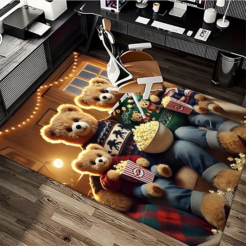1pc Teddy Bear Christmas Sweater Chair Mat - Anime Cartoon Design, Festive Gift, Non-Slip Carpet for Office and Home Decorations.C056