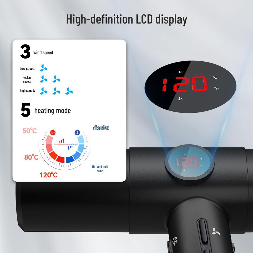High-Speed T-Shaped Hair Dryer with Heat-Cold Alternating and Negative Ion Technology for Barber Shops