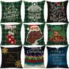 Weihnachts-Kissenbezug, Weihnachtsmann-Muster, Elch-bedruckter Kissenbezug, Leinen-Karo-Kissenbezug für Zuhause