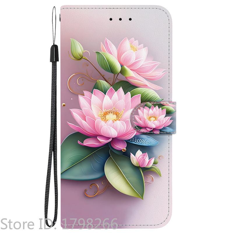 Elegante Portafoglio Colorato con Fiore Custodia per Telefono per Samsung Galaxy A27 5G SM-A276 A 27 Copertura in Pelle Flip Magnetica Carino Modello 3D Capa