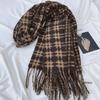 2024 Winter Women's Plaid Scarf: Korean Retro Style, Warm Imitation Cashmere Shawl for Students and Couples