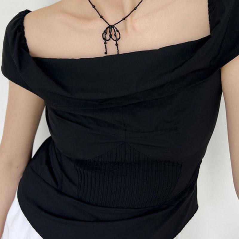 FANTASTIC PLANET Ribbon Beads Necklace (BLACK)