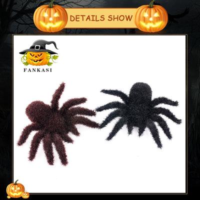 Zabawny przerażający sztuczny pająk duży flokowany dekoracja na Halloween realistyczne rekwizyty imprezowe ozdoby artykuły imprezowe