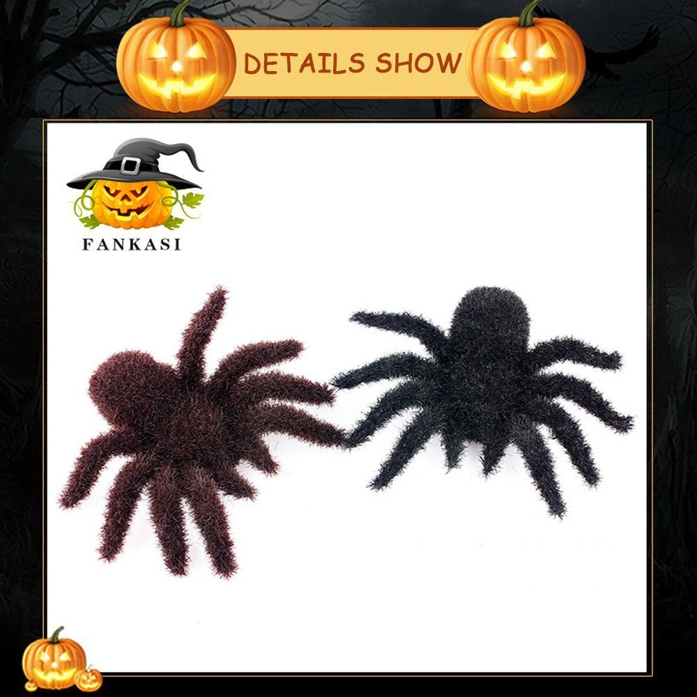 Zabawny przerażający sztuczny pająk duży flokowany dekoracja na Halloween realistyczne rekwizyty imprezowe ozdoby artykuły imprezowe