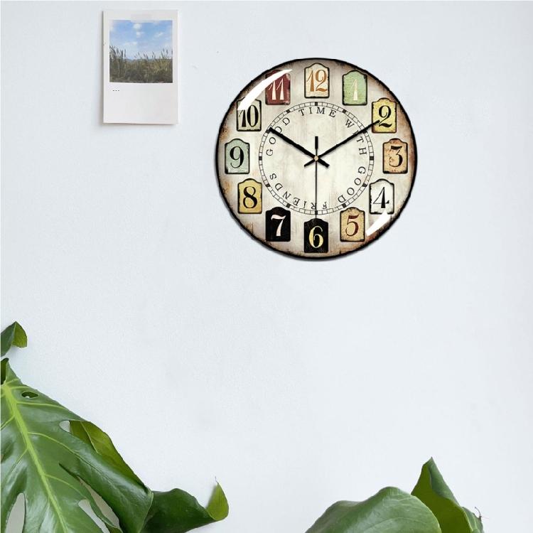 Vintage Wall Clock with Large Arabic Number Quiet Movement Battery Operate Clock