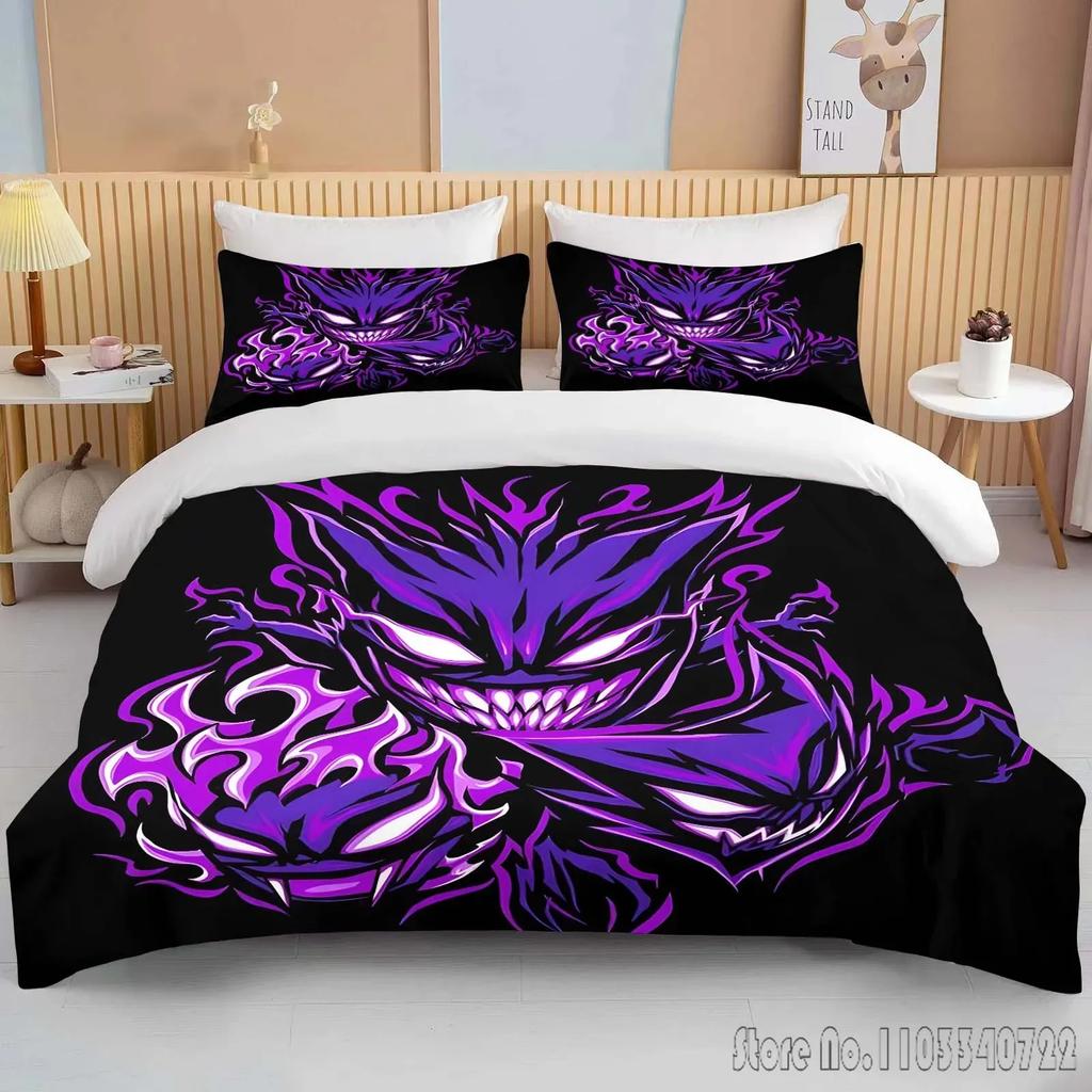 Anime Pokemon Gengar 3D Tištěný Dětský Povlečení Sada Dětské Povlaky na Peřinu Sada Ložní Prádlo Twin Jednolůžko King Děti Dospělí Dárek