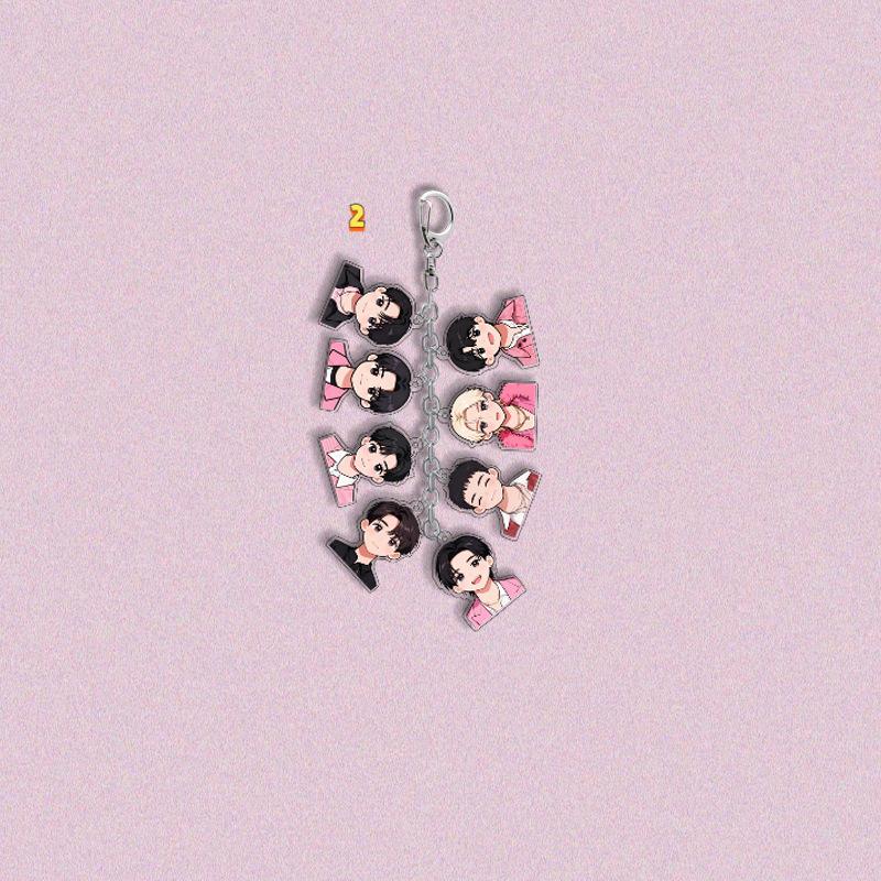 Stray Kids Multi-Charm Acrylic Keychain, Kpop Member Photo & Cartoon & SKZOO Character Dangling Charms, STAY Fans Collectible Bag Pendant