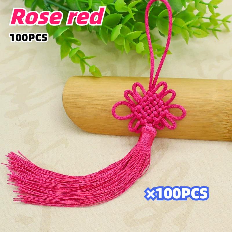 100pcs Red Chinese Knots Adorned with Auspicious Patterns Elegant Tassel Decorations for Weddings Festivals and Home Aesthetics