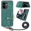 For Oppo Reno13 F 5G PU Leather Phone Back Cover with Zipper Card Holder and Long Strap