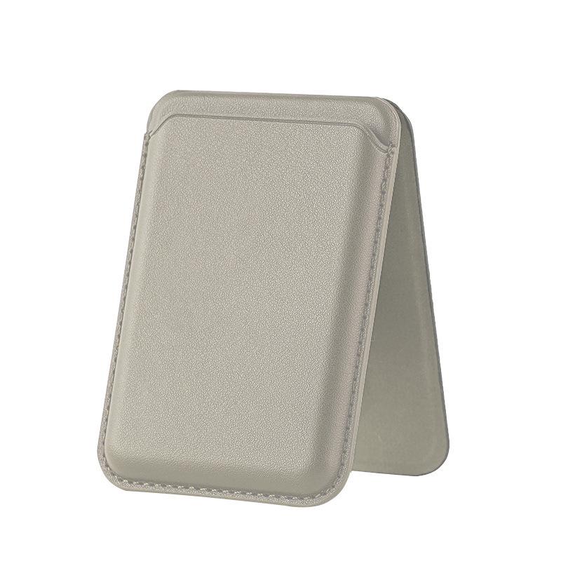 Apple-Compatible 17 Magsafe Magnetic Phone & Card Holder - PU Leather Foldable A-Frame Bracket Sleeve