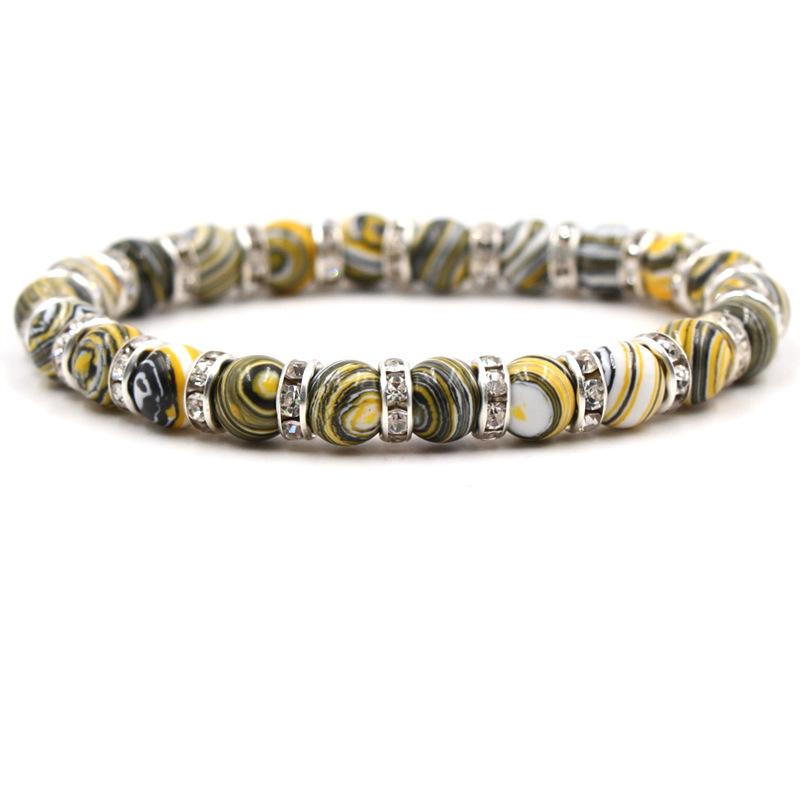 Fashion Malachite Beads Bracelet 8mm Natural Stone Peacock Malachite Beaded Handmade Bracelet Bangles Jewelry Women Men