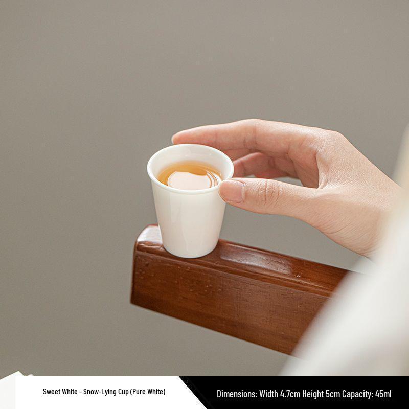 White Porcelain Tea Tasting Cup Set - Simple Kung Fu Style for Household and Guest Reception