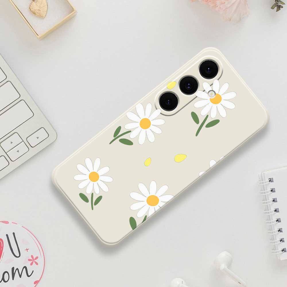 For Samsung Galaxy S25 FE Case Daisy Pattern Printing Straight Edge TPU Phone Back Cover