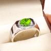 Peridot Oval Cut Gemstone With 925 Sterling Silver Ring For Men's #B470 JL375683908382
