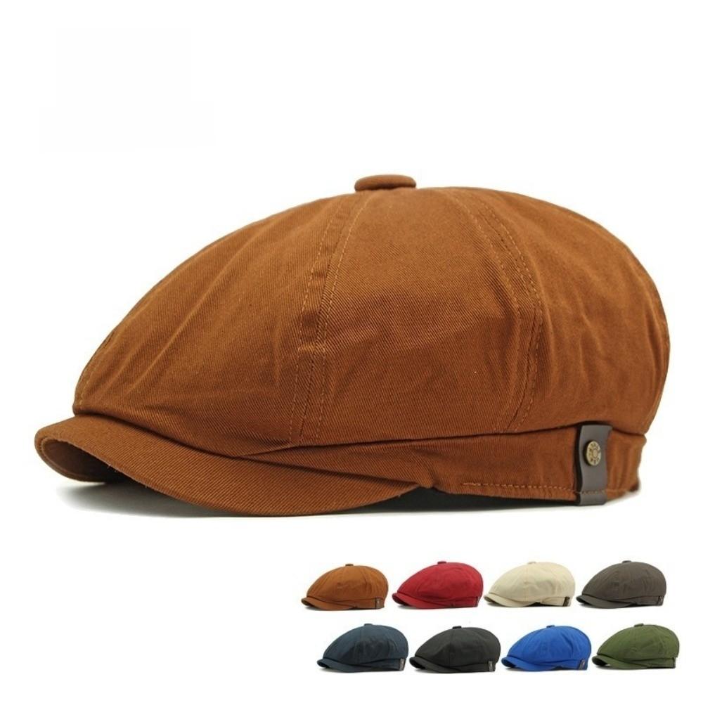 Lightweight Newsboy Cap Solid Color Octagonal Hat British Style Men Painter Hat Women