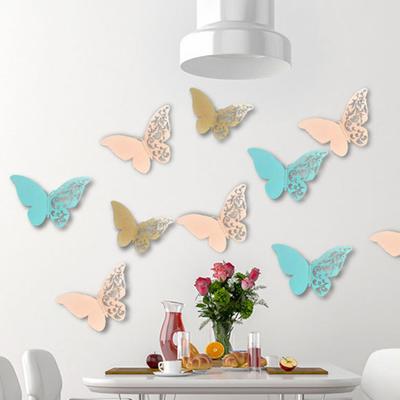 36 Stück 3D Schmetterling Wanddekoration Hohlflügel Papier Schmetterlinge Form Aufkleber Zuhause
