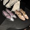 Strong push self-kept homemade French one-word buckle Mary Jane shoes obedient summer round head thick heel fairy style single shoes woman