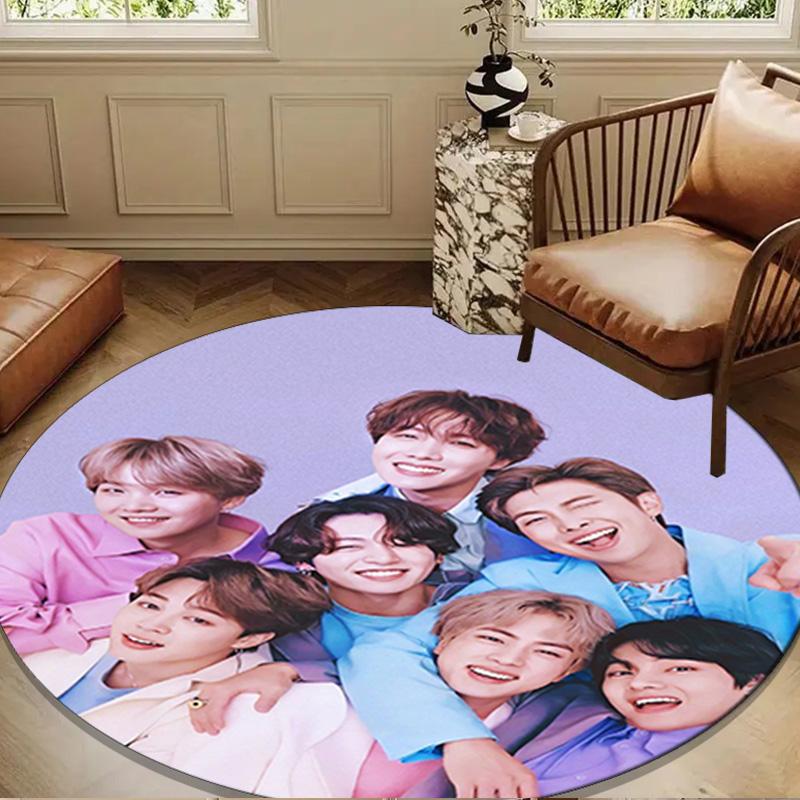 K-pop Music Group Round Rug for Livingroom,Bedroom, Palyroom, Chair Rug, Area Rug, Circle Carpet, Large Size Fan Christmas Gift