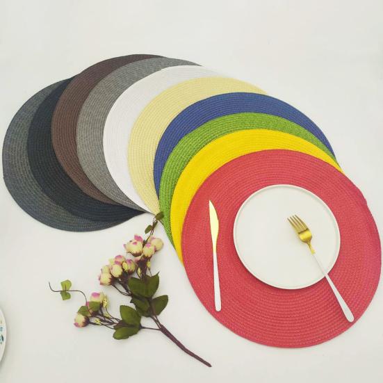 38cm Place Mat Woven Non-slip Round Coaster Pad Cafe Mug Dining Table Mat Home Decor