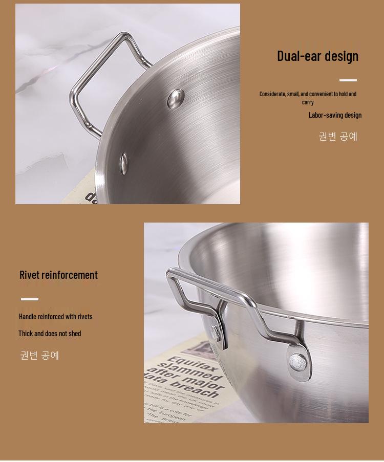 Korean Style Stainless Steel Snack Bowl with Handles for Rice Wine, Salad, Hot Pot Sauce, French Fries, or Fruit
