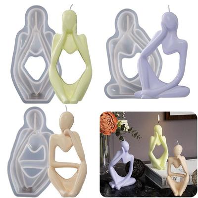 2D Thinker Shape Silicone Mold Abstract Body Ornaments Candle Silicone Mold Aromatherapy Epoxy Resin Molds Home Decor