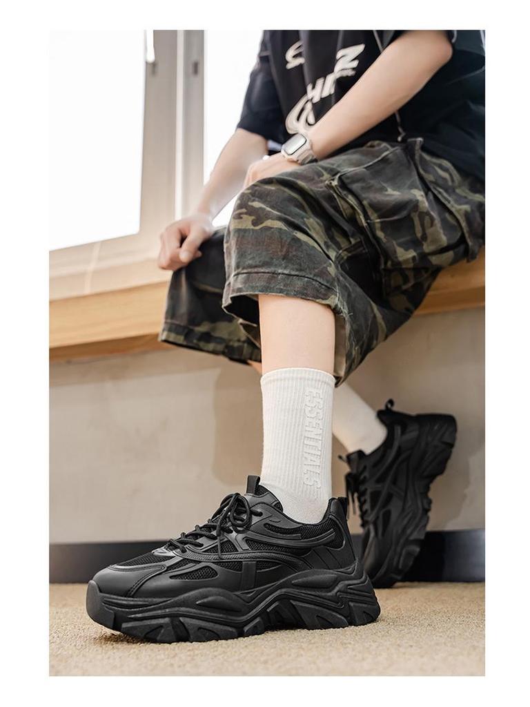 Frühlings Herren Atmungsaktive Weiße Mesh-Sneaker - Trendige Lässige Dad-Schuhe mit Dicker Sohle