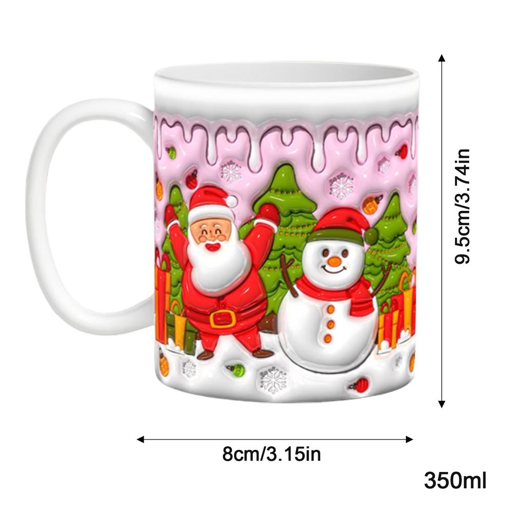 3D Christmas Ceramic Mugs Cute Mugs With Flat Painted Santa Claus Novelty Coffee Mug In Ceramic 11oz Coffee Milk Tea Lovers Gift