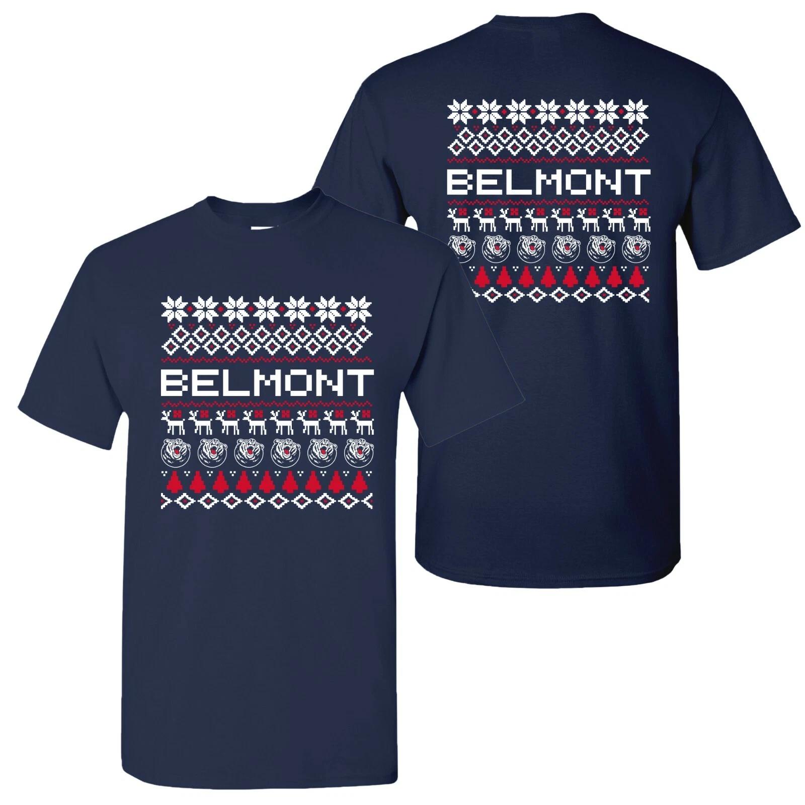 Belmont Bruins Holiday Sweater T-Shirt - Navy 2XL
