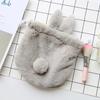 Cute Plush Bunny Ear Drawstring Cosmetic Bag, Portable Makeup Pouch for Travel
