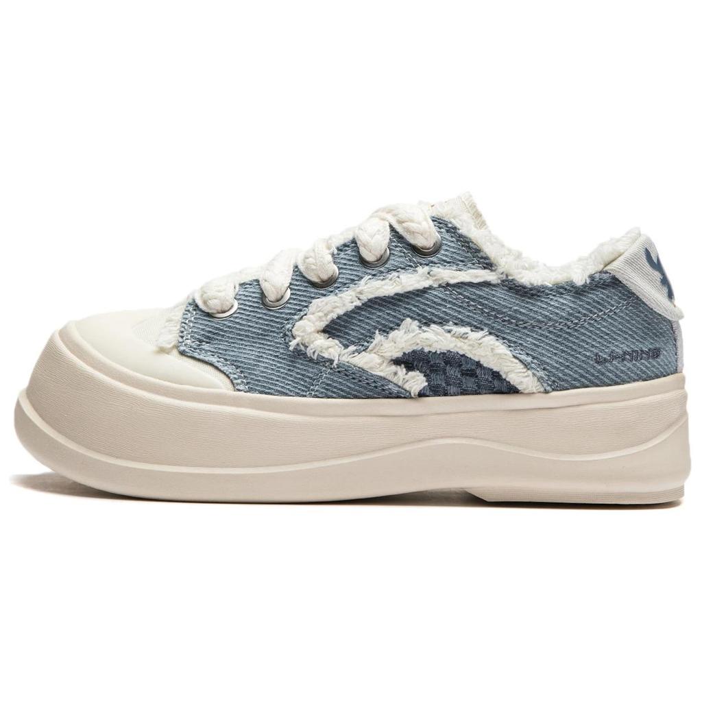 New LiNing Honey Platform Cushioning Anti Slip And Wear Resistant Height Increasing Low Top Casual Shoes Women's Blue White AGCU046-6
