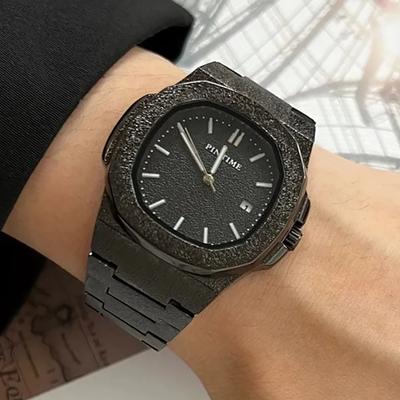 Frosted Case Black Matte Material Business Quartz Watch Men High Quality Cool Dial Classic Personality Watches Men Luxury Clcok