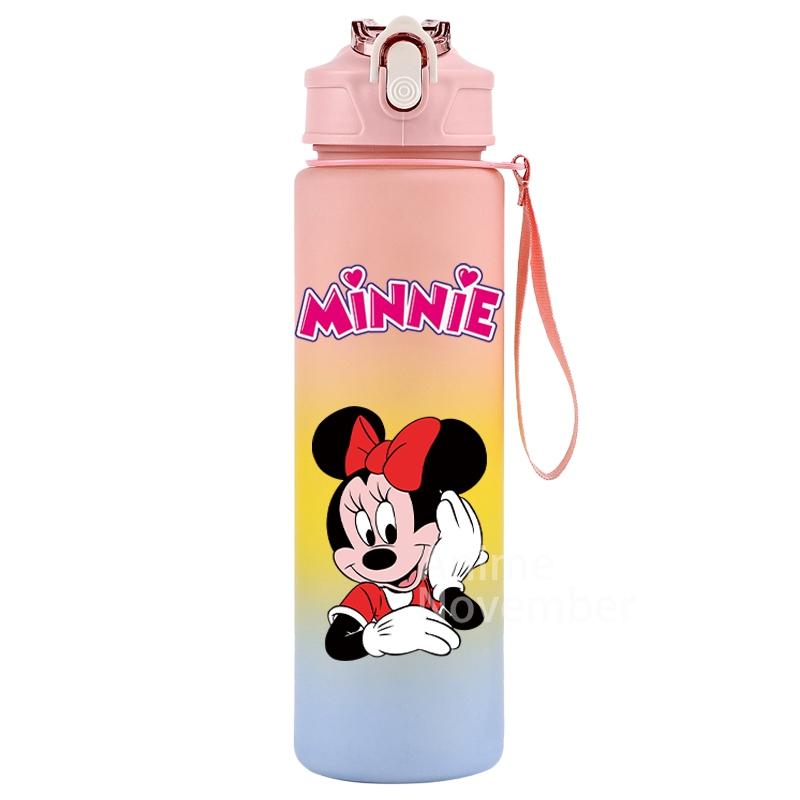 Disney Mickey Mouse Water Cup Minnie Gradient Straw 750Ml Large Capacity Camping Drinking Tools Outdoor Sports Minnie Water Cups