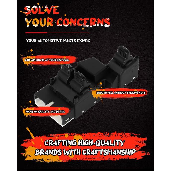 cciyu Master Power Window Switch 56021912AA 56021912AB Front Left Driver Side Fit for Dodge Dakota 1999 2000, for Dodge Ram 1500 1999 2000 2001, for