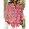 Übergröße Damen Langarmshirt Paisley-Print Lockeres bedrucktes Hemd Bunte florale Dekoration Mittellang für Mädchen