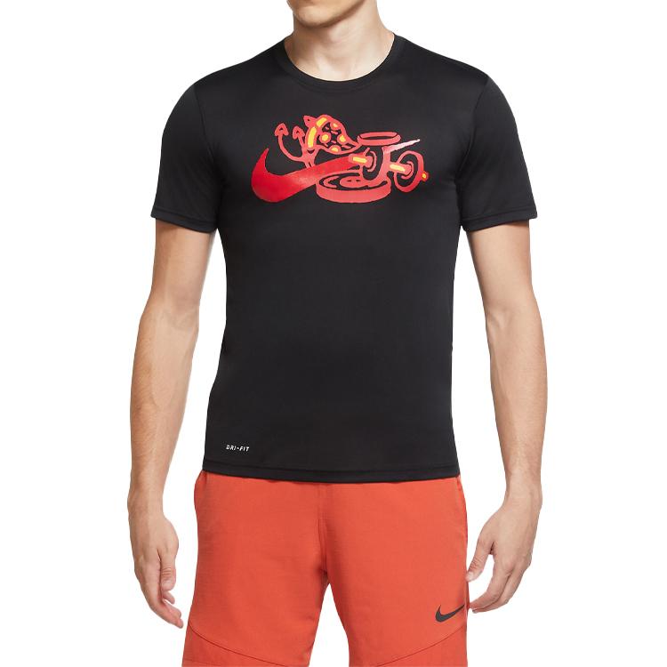 Nike T Shirts Men's Black Crew Neck Moderate Straight Fit CU8489-010