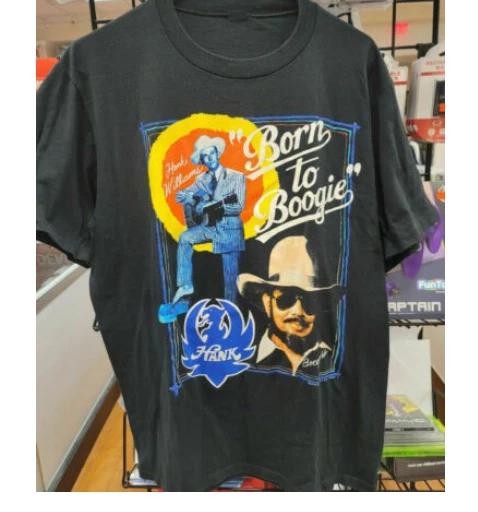 Hank Williams Jr T-shirt 90s Pure Hank Tour 1991 Retro Unisex Black T-shirt. - Men s Summer Cotton Graphic Tee S