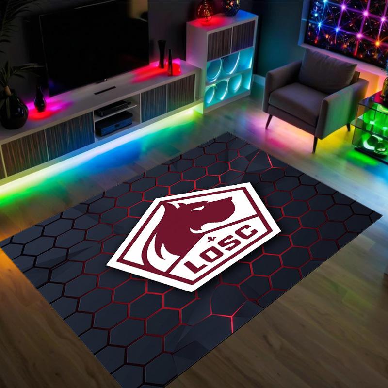 LOSC Lille FC Design Crystal Velvet Carpet Cozy Non?Slip Printed Rug For Bedroom Living Room Entrance