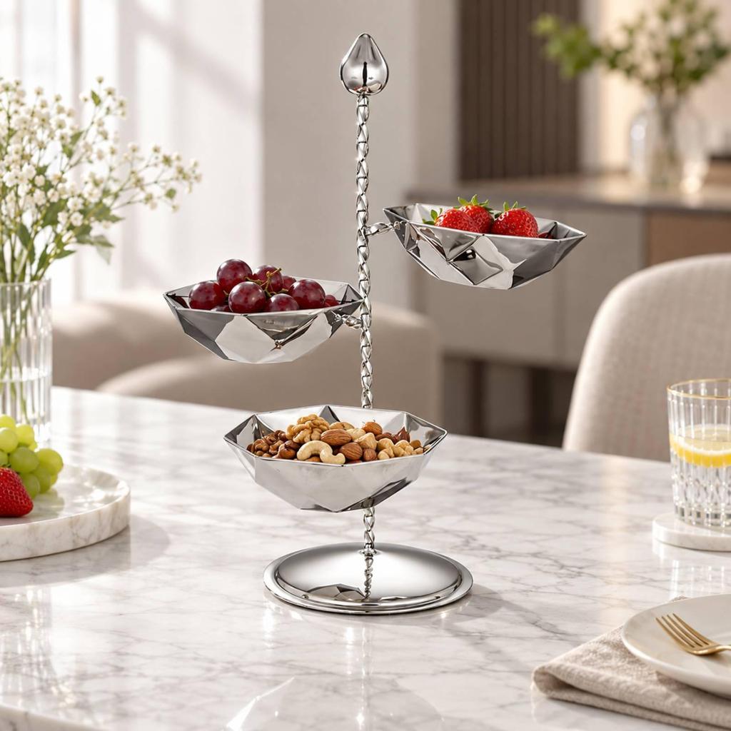 Centerpiece Bowl Space-Conscious Stainless Steel Fruit Serving Stand Decorative