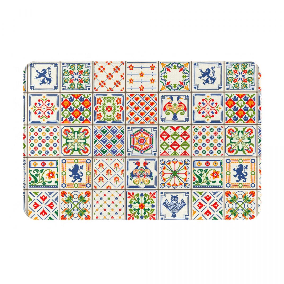 

Коврики-мозаика с цветочным узором Лиссабон 60x40 Сверхмягкий Средиземноморский придверный коврик Коврик для ванной Нескользящий для пола ванной комнаты, ванны и душа 90cmx60cm