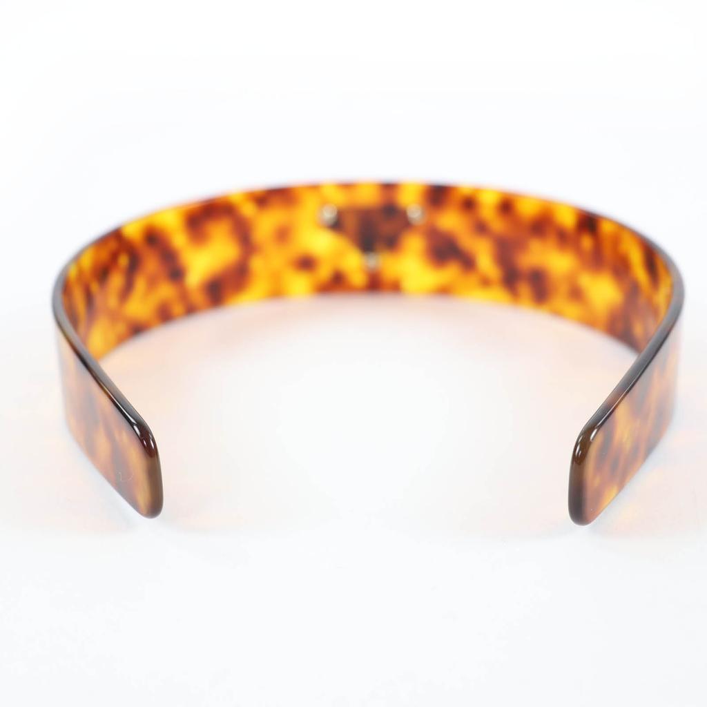 Great PRADA Current Triangle Logo Tortoiseshell Pattern Plex Headband 1IH082 Used
