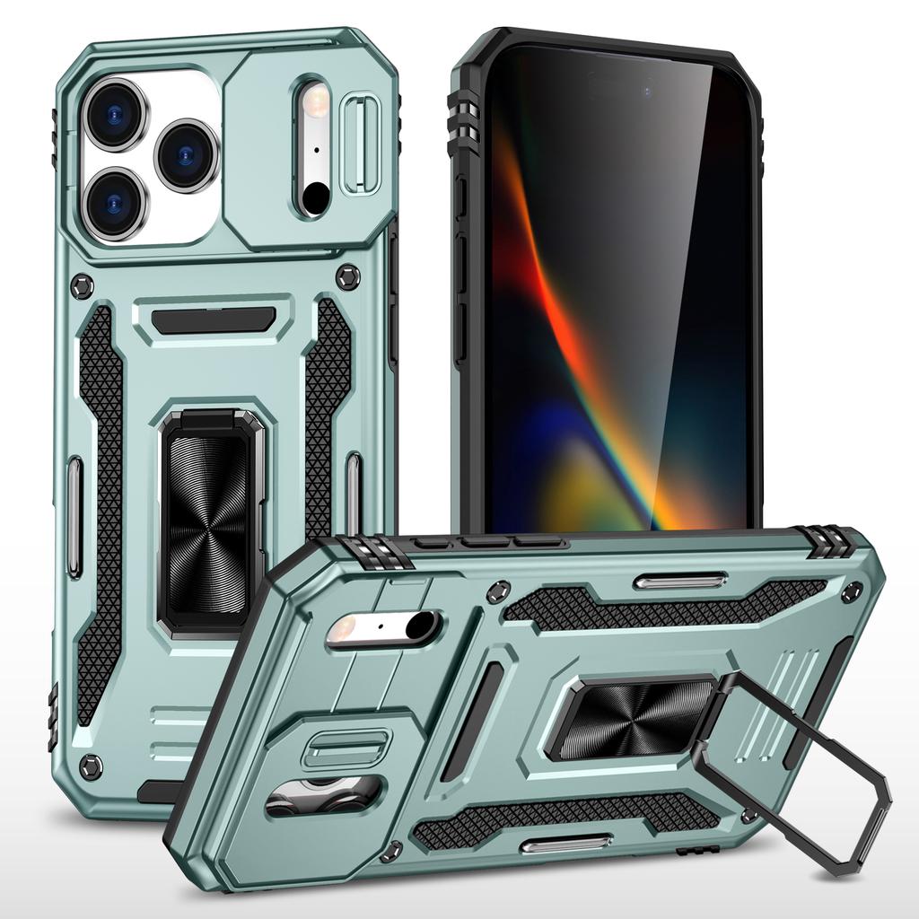For iPhone 17 Pro Max Case Kickstand Slide Lens Lid PC+TPU Drop