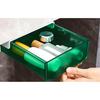 Arm Drawer Set Desk Storage Storage Box with Adhesive Tape x King's Under-Desk (2 pieces) - Tray, Attachable, Slide-Out Double-Sided (Green 2)