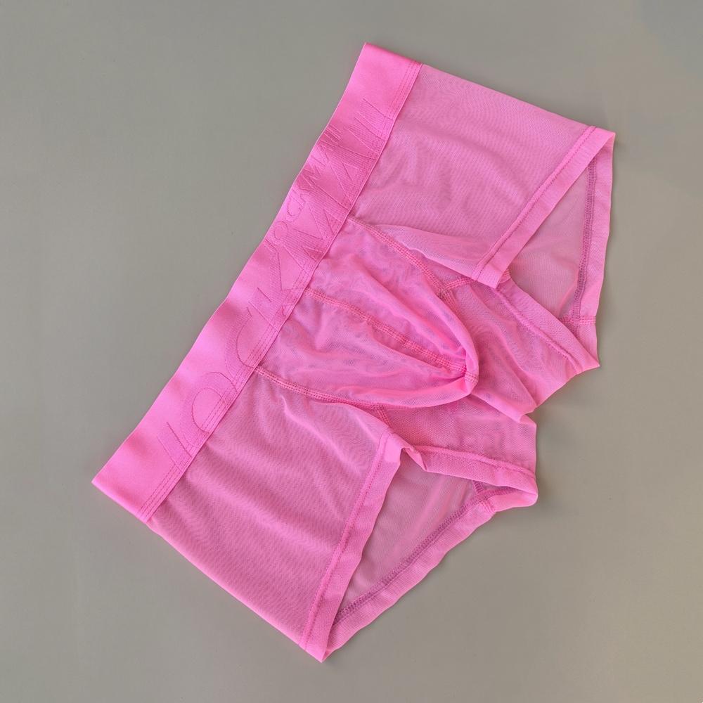 

Боксеры JOCKMAL ультратонкие сетчатые дышащие полупрозрачные сексуальные с низкой талией мужские боксеры однотонные повседневные спортивные шорты XXL розовый