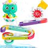 Toddlers DIY Track With Balls For Bathtub Pool Interactive Gift Assemble Track Dinosaur Egg Water Shower Toy With Water Spray